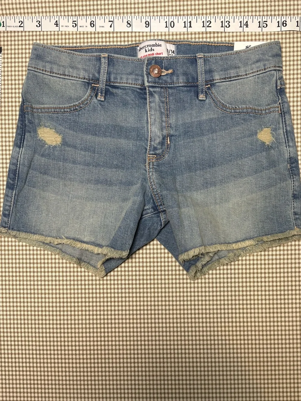 abercrombie kids Light Blue Distressed Denim Shorts